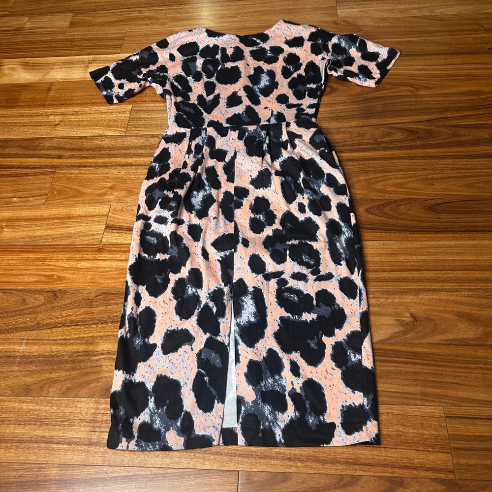 ASOS Animal Print Midi Dress Cotton‎ Blend Short Sleeve business casual